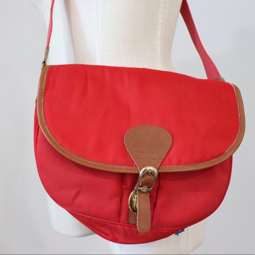 Vintage red canvas shoulder bag